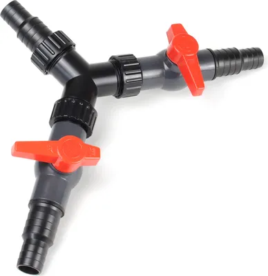 Obrázek produktu pro Rozdělovač SunSun Y 20/25 mm (3/4" / 1") se stupňovitými tryskami a 2x kohoutem pro regulaci průtoku pro čerpadla v jezírkách a vodních tocích