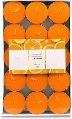 Produktbild von Pajoma Duftkerzen, 30 Stück, orange, Duftkerzen in Aluminiumhülle, Brenndauer ca. 4 Stunden - Höhe 1,5 cm, Durchmesser 3,5 cm, , Dekoration