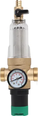Image de R?gulateur de pression d'eau -Vanne en laiton Filtre en acier inoxydable -R?ducteur avec jauge Adaptateur 3/4 pouces pour maison mobile