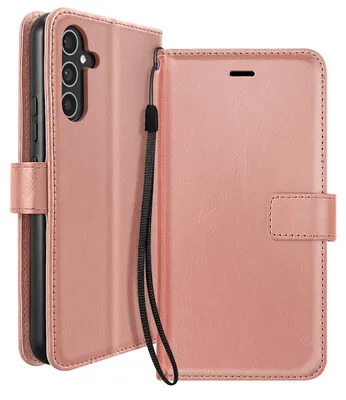 Obrázek produktu pro Pouzdro Mayaxess pro telefon Samsung Galaxy A34 5G, peněženkové provedení s poutkem a funkcí stojánku, barva růžové zlato