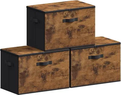 Obrázok produktu pre Sada 3 úložných boxov so zipsom – Skladacie úložné boxy s objemom 45 litrov – 50 x 30 x 30 cm – Vyrobené z netkanej textílie