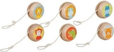 Produktbild von Holz Jo-Jo mit verschiedenen Tiermotiven, Ø 4,8 cm, farblich sortiert, 12er Set