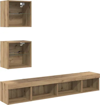 Immagine prodotto di vidaXL Mobile TV da parete con LED 5 pezzi in legno di rovere artigianale