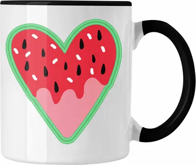 Produktbild von Trendation - Melone Grafik Tasse Geschenk Sommer Geschenkidee Melonen-Liebhaber Herz (Schwarz)