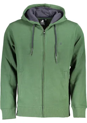 Produktbild von Herren Sweatshirt Grün mit Reißverschluss und Stickerei