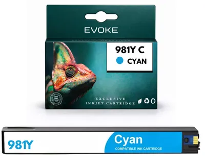 Immagine prodotto di Cartucce compatibili con la stampante HP 981Y L0R13A, colore ciano, capacità 190 ml, resa di 16.000 pagine, compatibili con i modelli PageWide E55650, MFP E58650, 556, 586, Immagine generata dall'IA