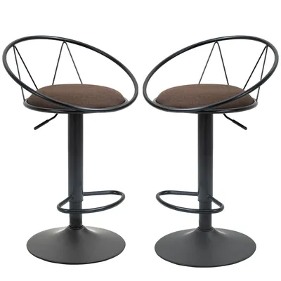 Immagine prodotto di HOMCOM Set 2 Sgabelli Da Bar Girevoli Con Poggiapiedi, Altezza Regolabile E Seduta Imbottita, 51x46x78-100cm, Marrone