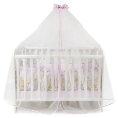 Image de Lorelli Ciel de lit bébé, Baldaquin 480 x 150 cm Protection anti-insectes lit bébé parc rose