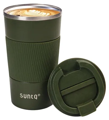 Isolierter Reisebecher 510 ml, Edelstahl, auslaufsicher, Grün