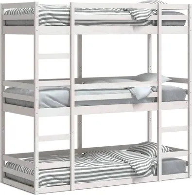 Image de vidaXL Lit superposé triple blanc 90x190 cm pin massif