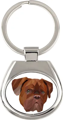 Zdjęcie produktu dla Bordeauxdogge, Dogue de Bordeaux - brelok geometryczny z zdjęciem i napisem "Art-Dog"