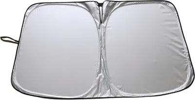 Produktbild von Windschutzscheiben-Sonnenschutz, faltbarer Sonnenschutz für Hitze und UV-Schutz, reflektierendes Polyester, blockiert Wärme, die Ihr Fahrzeug kühl hält, passend für kleine Limousinen, Mini-SUV