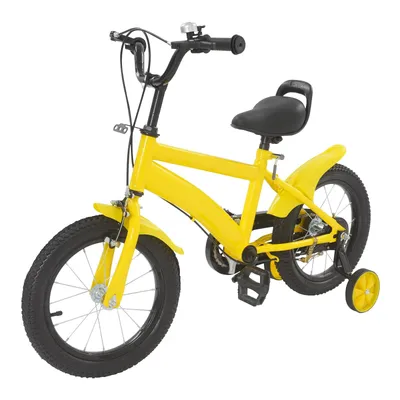 Image de Vélo pour enfants de 14 pouces avec roues stabilisatrices, jaune   Vélo d'apprentissage pour enfants