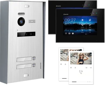 Produktbild von BALTER EVO Aufputz Silber 7" Monitor Schwarz + Quick Video Türsprechanlage Set für 2 Familienhaus