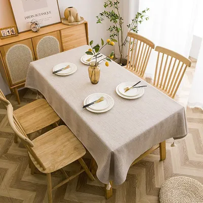 Produktbild von Wasserdichte Tischdecken aus Baumwollleinen, rechteckige Esstischdecke, abwischbare Tischdecke für drinnen und draußen, für Buffetpartys und Bankette, knitterfrei (132 x 178 cm), Khaki
