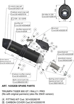 Image de Support de silencieux LeoVince, kit de fixation comprenant : vis M8, ressort, et collier de serrage, pour Triumph 900
