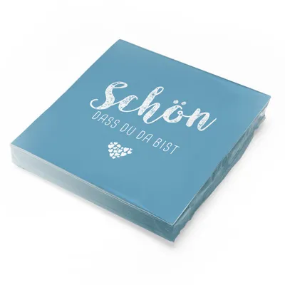 Produktbild von Linclass Airlaid - itenga 12x Serviette Schön dass du da bist BLAU - 40x40cm