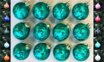 Produktbild von JACK 12x Glas Eislack Christbaumkugeln 6cm Thüringer Weihnachtskugeln Kugeln, Farbe:Petrol