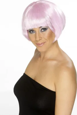 Produktbild von Babe Perücke Bubikopf Babeperücke Rosa Kurzhaar Bubiperücke Damenperücke Karneval