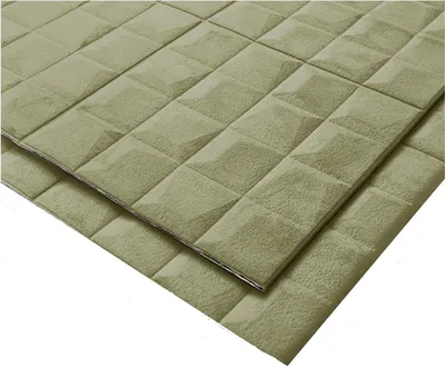 Produktbild von HOOZ® 3D Wandpaneele Selbstklebend in Samtoptik – Gepolsterte Wandverkleidung zum Kleben – Für Wohn- & Schlafräume – 69x277cm, Quadrat-Steppung, Grün