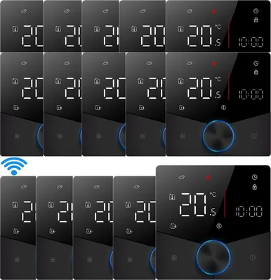 Zdjęcie produktu dla 15X Inteligentny termostat WiFi Tuya, cyfrowy termostat pokojowy LED, sterowany głosowo termostat ścienny do ogrzewania podłogowego 3A z programowalnym ściemnianiem barwy światła, kompatybilny z Tmall Genie, Amazon Google Home, czarny