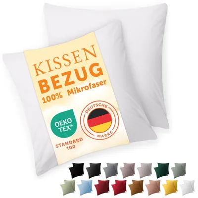 Productafbeelding van Kussenhoezen 50 x 50 cm, 2 stuks - gecertificeerde microvezel in wit
