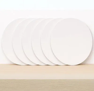 Produktbild von Famanu Rundes Malpanel Set von 6 (30 cm) – 280 GSM Baumwolle – dreifach grundiert – für Acryl & Ölmalerei