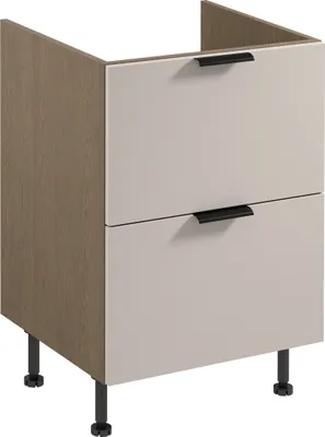 Produktbild von Spülenunterschrank 60 cm mit 2 Schubladen Küchenblock Küchenschrank, Sorento D60IN AX Beige/Eiche