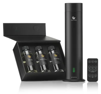 Image de Pip & Wells Pure One diffuseur sans eau, noir mat, avec 3 huiles parfumées de 120 ml