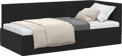 Obrázok produktu pre vidaXL Rohový rám postele s čelom čierny 90 cm x 200 cm zamat