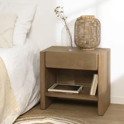 Image de ELLA - Chevet couleur naturelle 1 tiroir design arrondi