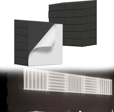 Produktbild von UISEBRT 12x Akustikplatten 30x30cm Ziegeloptik Schwarz, Schallschutz Wandpaneele, Hochdichte Schalldämmung, Schallabsorber für Heimkino Studio Büro