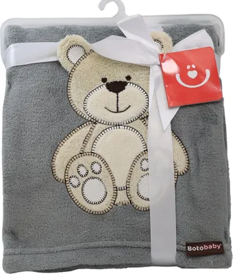 Produktbild von BotoBaby, Babydecke, flauschig, 75x100 cm, Grau, mit Teddybär
