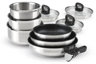 Image de Ensemble de cuisson à induction comprenant 10 pièces, avec des casseroles et des couvercles