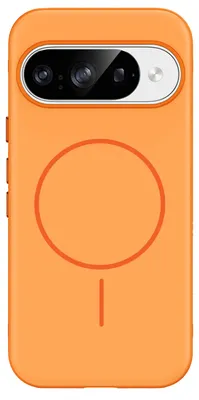 Imagen del producto de Funda trasera de silicona para Google Pixel 9 / 9 Pro con anillo MagSafe delgado, color naranja