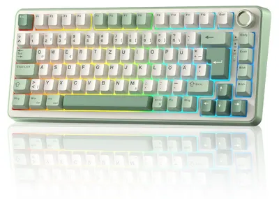 Immagine prodotto di Tastiera da gaming meccanica - Layout QWERTZ ISO-DE - Compatta (75%) - Illuminazione RGB - Verde Matcha