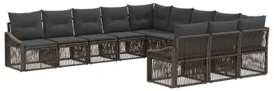 Image de Ensemble de canapés de jardin vidaXL, 11 pièces, gris, en polyrotin