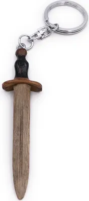 Produktbild von Onwomania Schlüsselanhänger aus Holz Schwert Waffe Kampf Stichwaffe Ritter Mittelalter Anhänger Charm