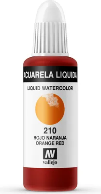 Liquid Watercolor Vallejo 33210 Orange Red 32ml Orange Rot Aquarell Farbe