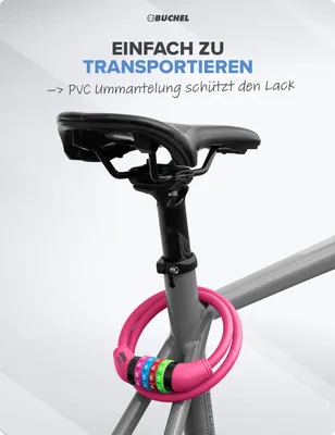 Produktbild von Büchel Fahrradschloss für Kinder Zahlenschloss pink 65 cm