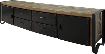Produktbild von MASSIVMOEBEL24.DE TV-Board Altholz 208x43x55 mehrfarbig lackiert INDUSTRIAL #106
