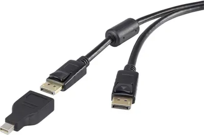 Produktbild von Renkforce Mini-DisplayPort / DisplayPort Adapterkabel Mini DisplayPort Stecker, DisplayPort Stecker 0.50 m Schwarz RF-3