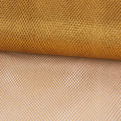 Produktbild von Kreativstoff Meterware Tüll Gitterstoff Polyester fest Glitzer goldfarbig 140cm