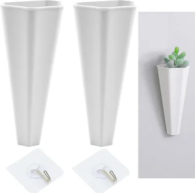 Obrázok produktu pre Závesné kvetináče - Nástenná dekorácia - 10 kusov - Biela - Plast