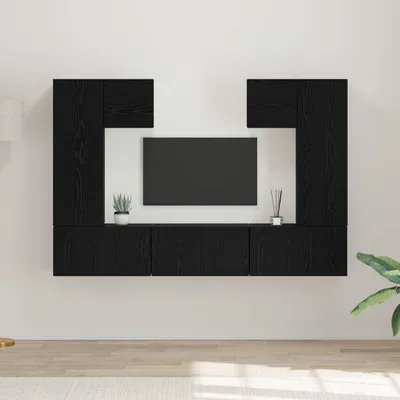 Produktbild von Maison Exclusive - TV-Schrankset 7 pcs Schwarz Eichen-Optik Holzwerkstoff
