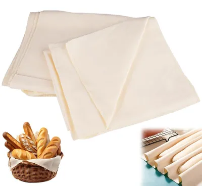 Produktbild von Bäckerleinen, Leinentuch zum Brotbacken, 75 cm x 45 cm, waschbar und robust, Strudeltuch, Teigtuch, Gärtuch, Baumwolle zum Brotbacken, Gärtuch für Familien, Bäcker und Anfänger, leicht zu reinigen