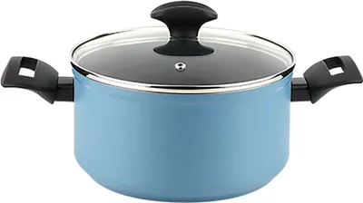 Image de FAGOR Maxima casserole induction 24 cm aluminium antiadhésif PFOA libre, couvercle en verre bleu
