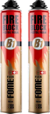 Produktbild von 2x Brandschutzschaum, B1 Montageschaum 750ml, Brandschutzschaum schwer entflammbar, feuchtigkeitshärtend, PolyurethanPistolenschaum, Montageschaum, Bauschaum, Füllschaum, Dämmschaum