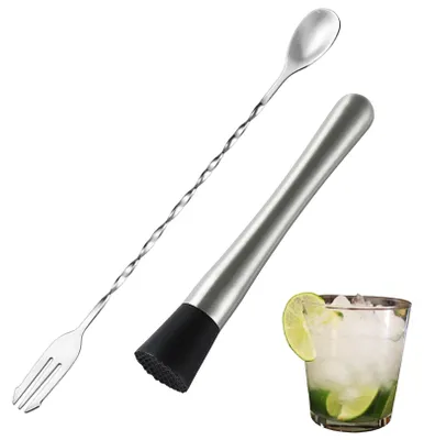Cocktailstamper mit Barlöffel, 20 cm, Edelstahl