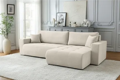 Produktbild von Ecksofa Schlafsofa Sofa ARMARI in Stoff Wind Creme Ottomane Links